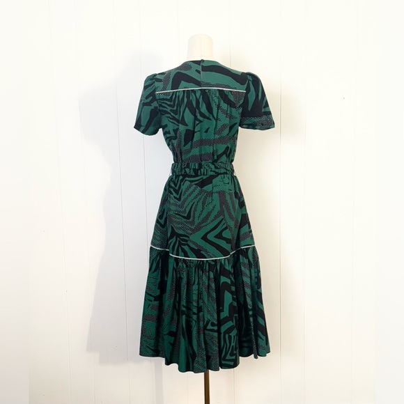 The Odells Animal Print Mixed Media Belted Midi Dress Small - Picture 3 of 7